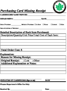 Icon of Purchasing Card Missing Receipt Form