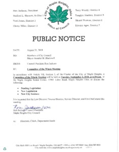 Icon of September 4, 2018 Meeting Notice