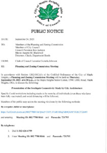 Icon of September 30, 2021 PZC Meeting Notice