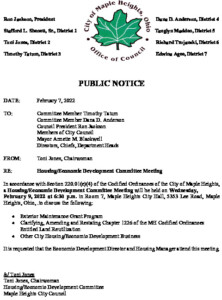 Icon of February 9, 2022 HEDC Meeting Notice