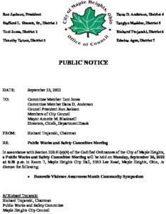 Icon of September 26, 2022 PWSC Meeting Notice