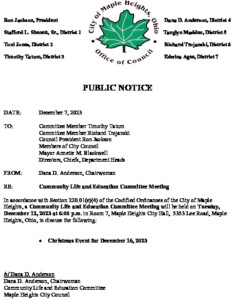 Icon of December 12, 2023 CLEC Meeting Notice