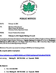 Icon of February 21, 2024 Council Meeting Notice