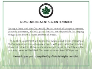 Icon of Grass Enforcement Season Notice