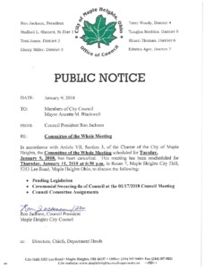 Icon of January 11, 2018 Meeting Notice