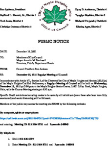 Icon of December 15, 2021 Council Meeting Notice