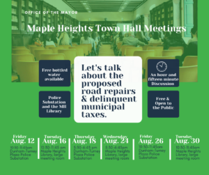 Maple Heights Town Hall Meetings @ Maple Heights Library, large meeting room