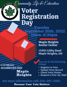 Voter Registration Day @ Maple Heights Senior Center