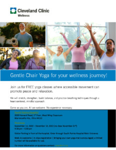 Chair Yoga at South Pointe Hospital @ South Pointe Hospital West Wing First Floor