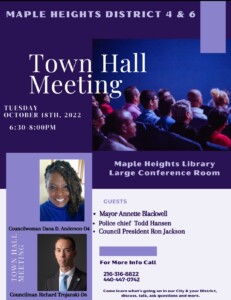 District 4 and District 6 Town Hall Meeting @ Maple Heights Library, Large Conference Room