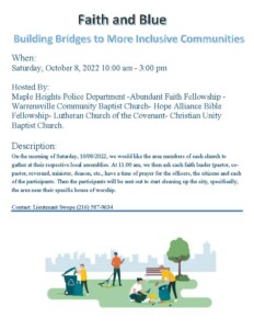 Faith and Blue:  Building Bridges to More Inclusive Communities @ Maple Heights Places of Worship