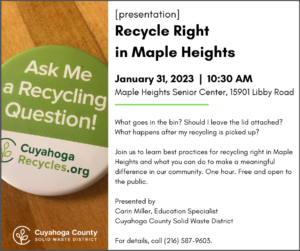 Recycle Right in Maple Heights @ Maple Heights Senior Center