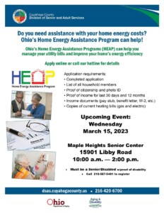 Home Energy Assistance Program @ Maple Heights Senior Center