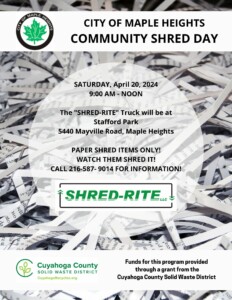 Maple Heights Spring Shred Day @ Stafford Park | Maple Heights | Ohio | United States