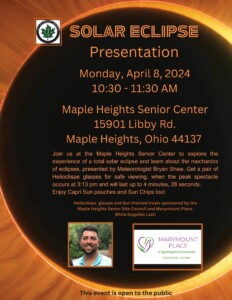 Solar Eclipse Presentation @ Maple Heights Senior Center | Maple Heights | Ohio | United States