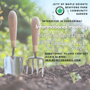 Stafford Park Community Garden Informational Meeting @ Maple Heights Library, CCPL Branch- Large Meeting Room | Maple Heights | Ohio | United States